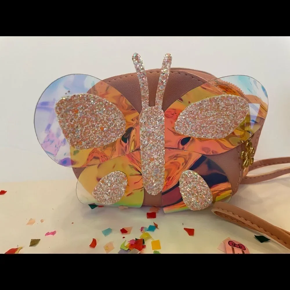 Girl’s‎ Glitter Butterfly Shaped Bag with Coordinating Hair Clips